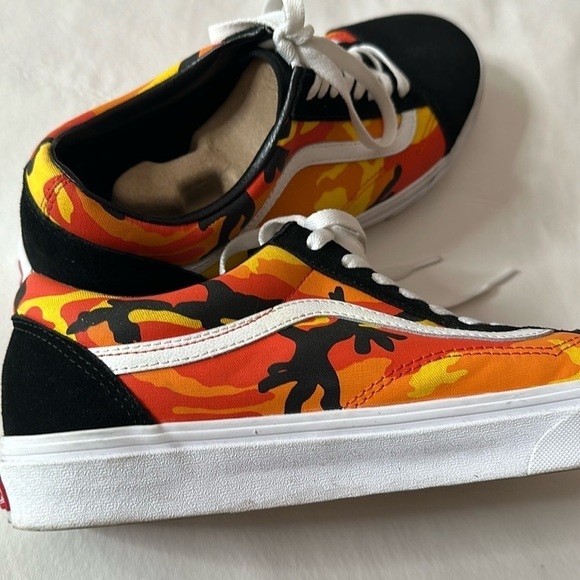 Vans Old Skool Camo Shoes Sneakers Orange Yellow Size 12 - Picture 6 of 14